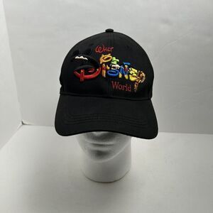 Vtg Walt Disney World Baseball Hat Embroidered Black Adult SnapBack Fast Ship